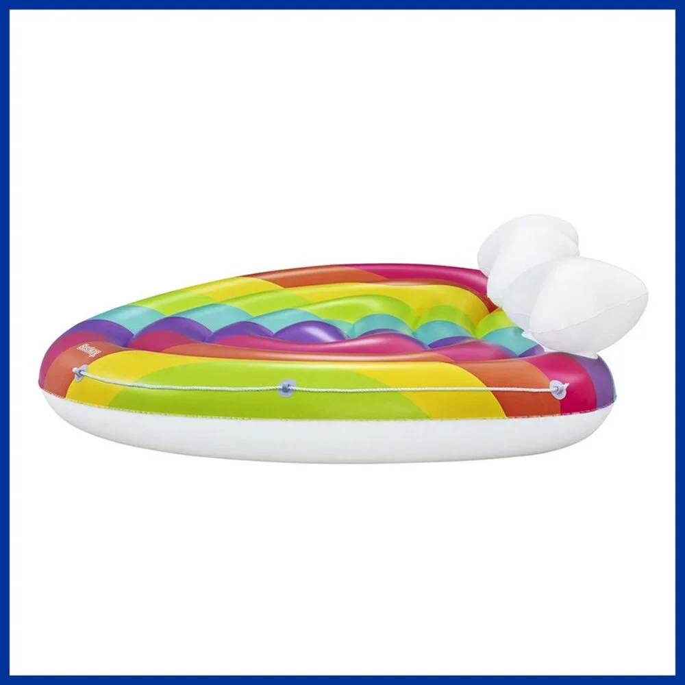 NIB Rainbow Dreams Pool Island 2-Person Inflatable Float/Raft by H2OGO! 64"x58" - Picture 7 of 10
